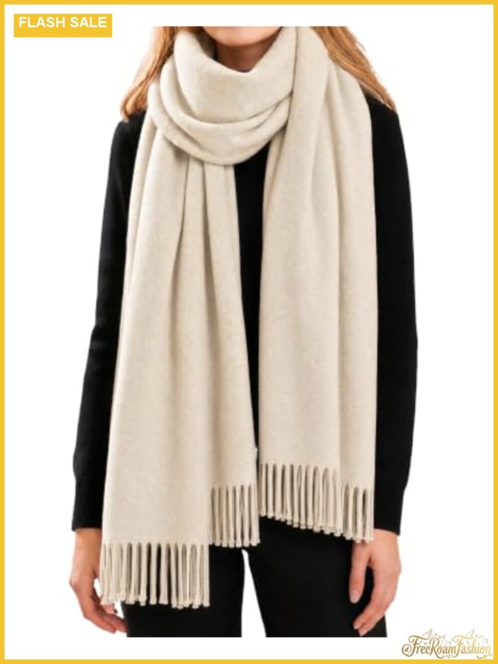 Women's Pashmina Shawl Wrap โ Soft Fringe Evening Scarf, Large 81"